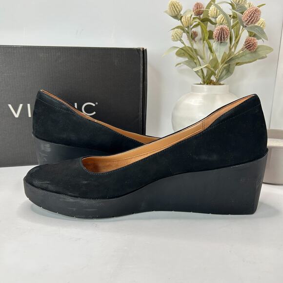 Vionic Sereno Wedge Slip On Black Nubuck Pumps I8693L1001 Women's 11 Wide - Picture 6 of 14